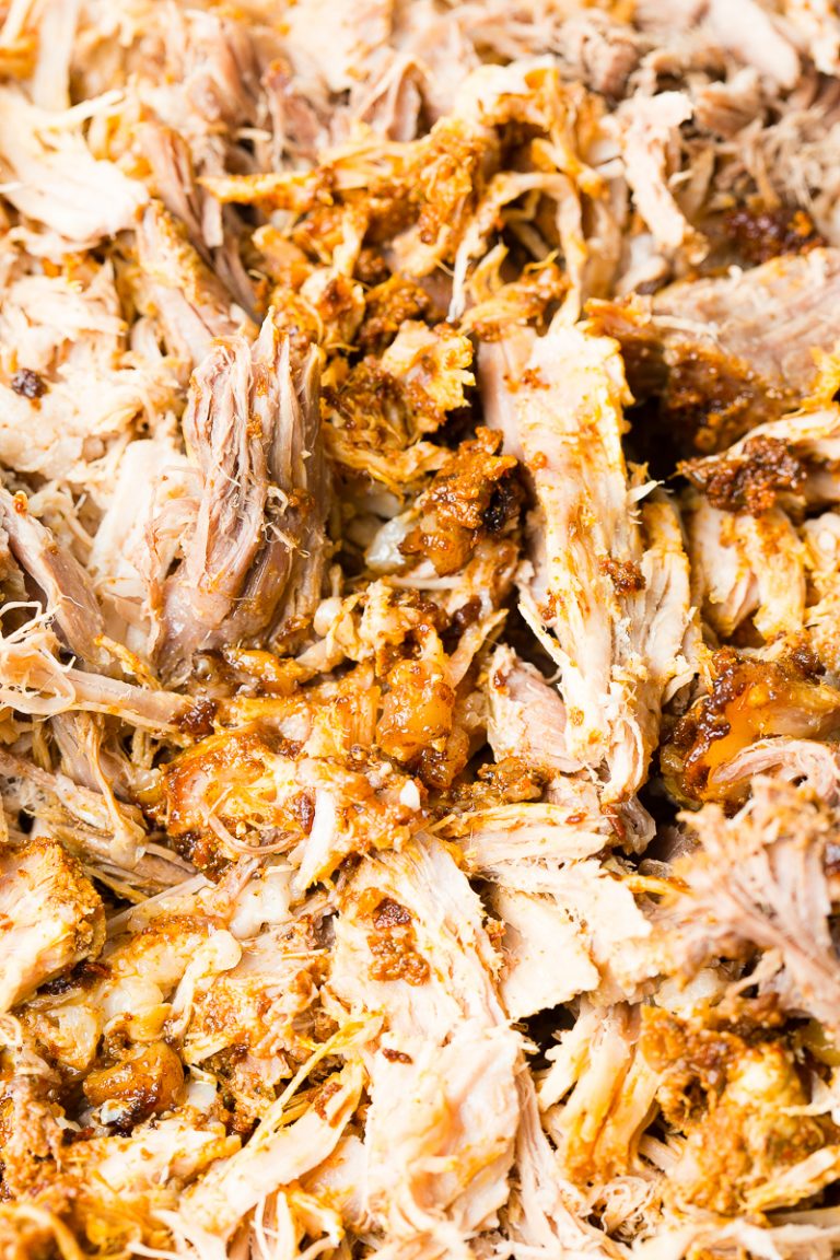 close up of the shredded pulled pork
