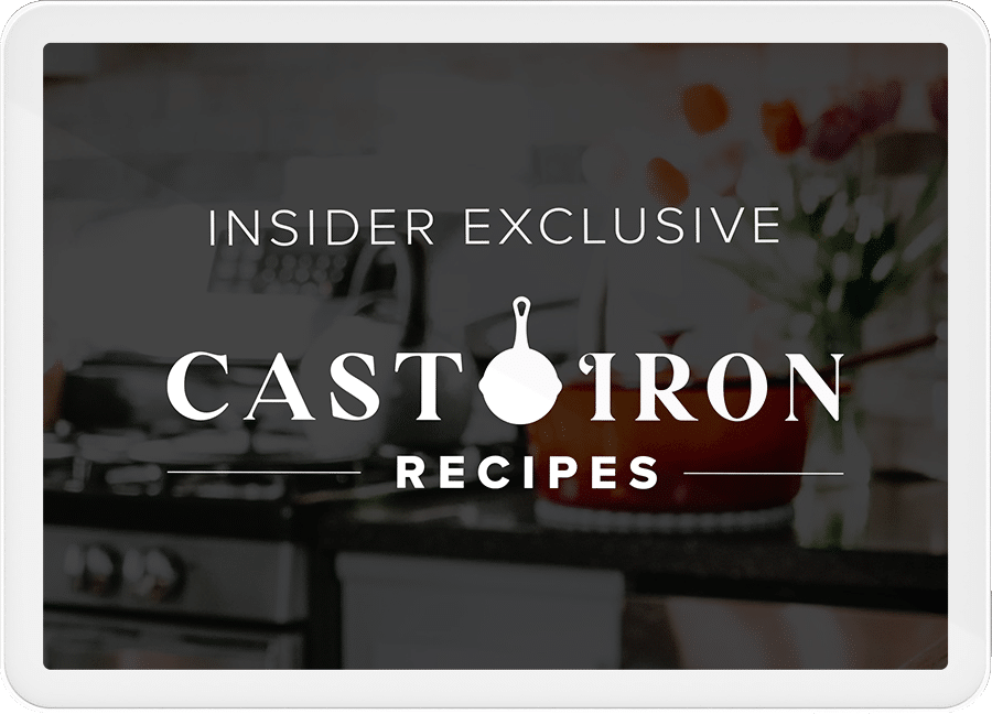 Cast Iron Recipes ebook in tablet preview.