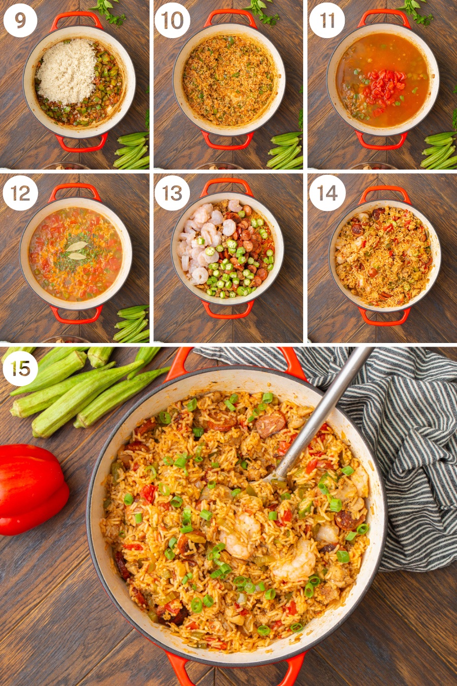 how to make jambalaya step by step collage